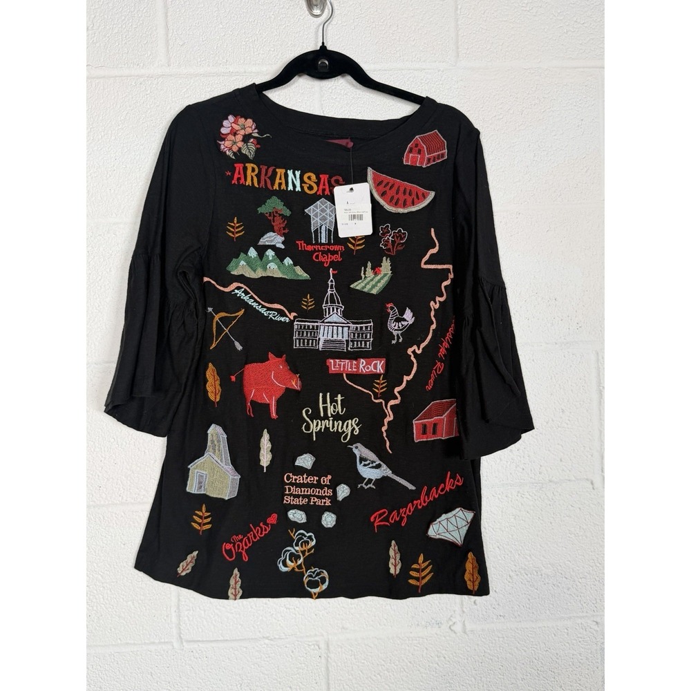 Avani del Amour Arkansas Razorbacks Embroidered Top NWT Women's Medium Boho